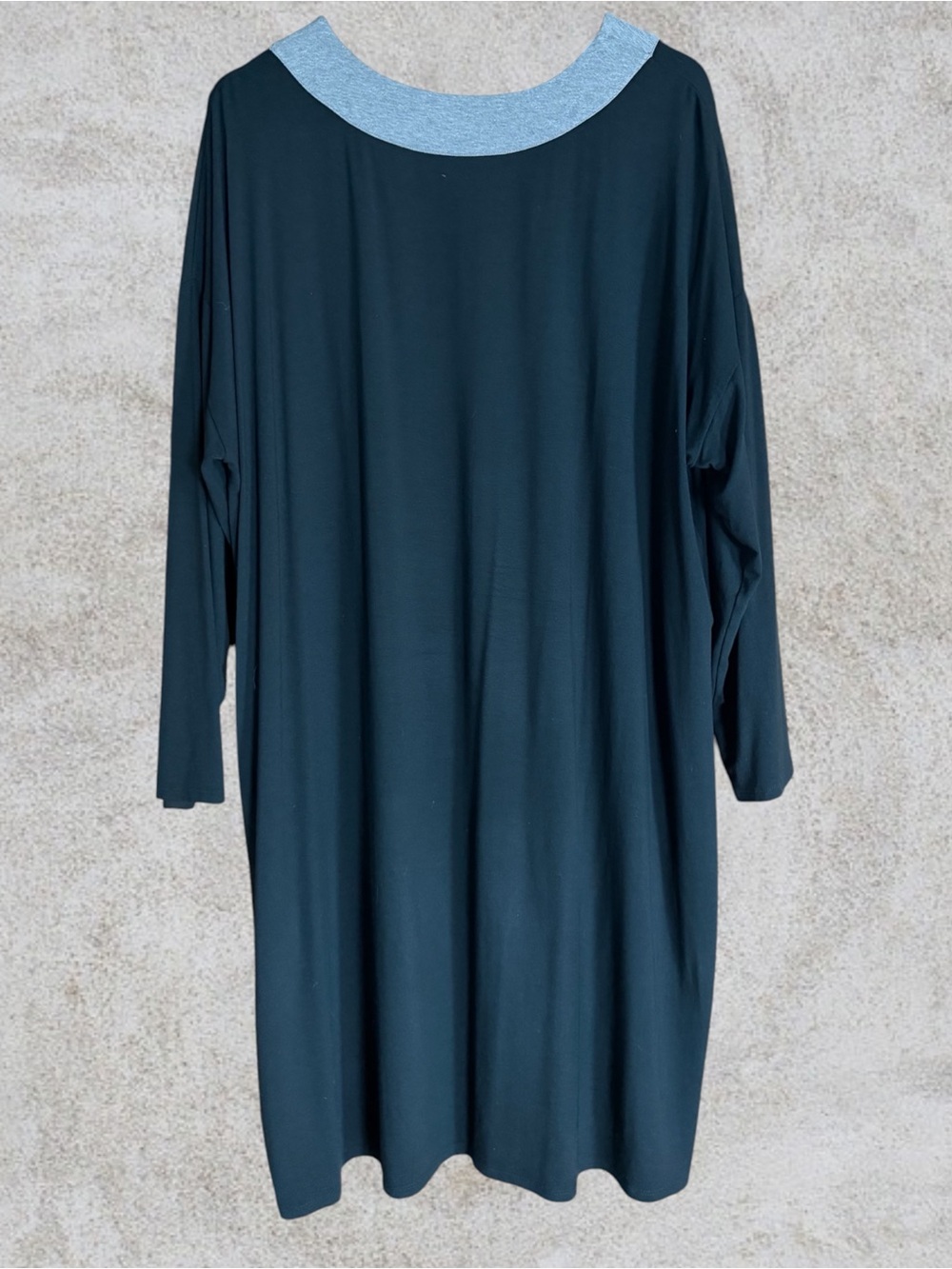 J.Jill Wearever 2X Black Gray Jersey Lagenlook Colorblock V Neck Dress - Picture 2 of 6